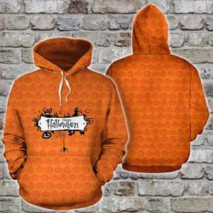 Happy halloween pumpkin pattern orange hoodie 3d